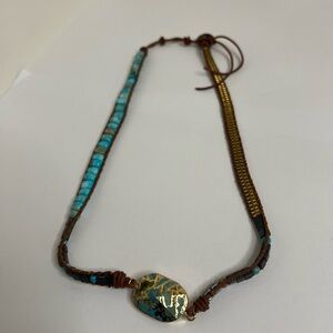 Genuine Gold & Turquoise Boho Wrap Necklace | Handcrafted